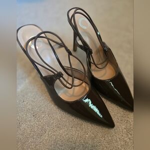 Elegant Brown Patent Leather Women's Shoes